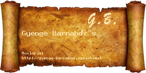 Gyenge Barnabás névjegykártya